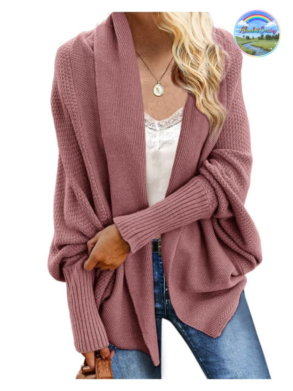 Women's Oversized Batwing Cable Knit Cardigan Sweater